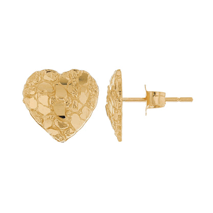 Gold Extra Small Womens Heart Nugget Earring (emgeedi# E12677)