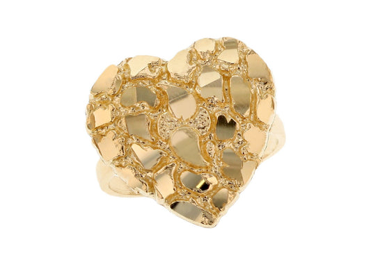 Gold Medium Heart Womens Nugget Ring (emgeedi# R11997)