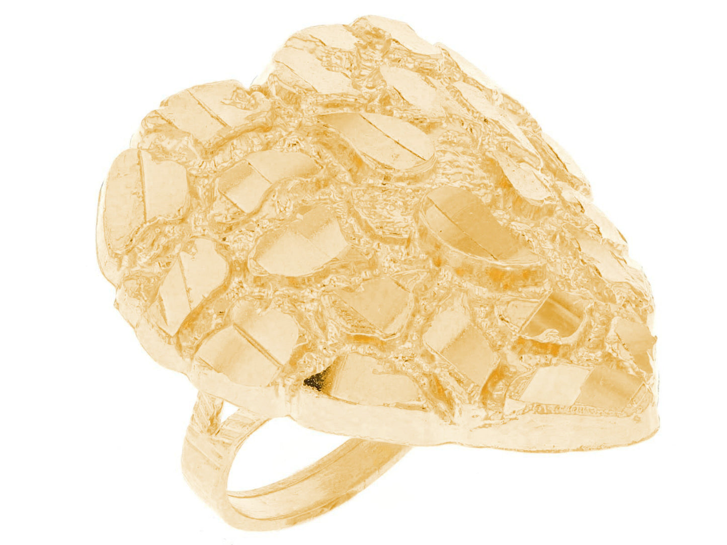 Gold Large Heart Womens Nugget Ring (emgeedi# R12100)