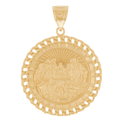 Gold Cuban Link Chain Frame Last Supper Mens Religious Pendant (emgeedi# P13119)