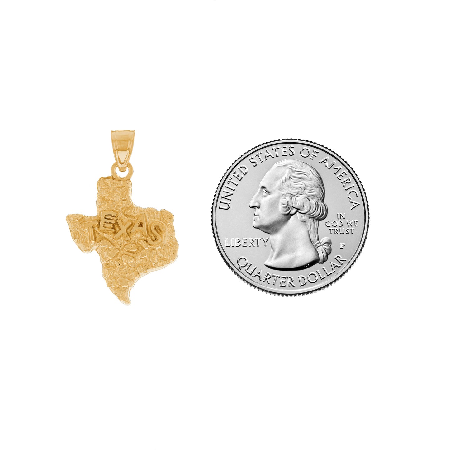 Gold Small Texas Unisex Nugget Pendant (emgeedi# P13335)