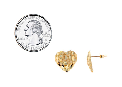 Gold Small Womens Heart Nugget Earring (emgeedi# E12056)