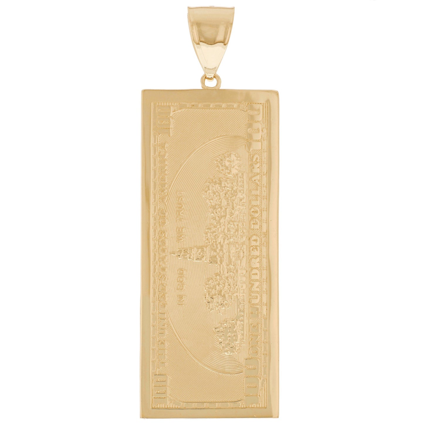 Gold XXL Hundred Dollar Bill Unisex Money Symbol Pendant (emgeedi# P12615)
