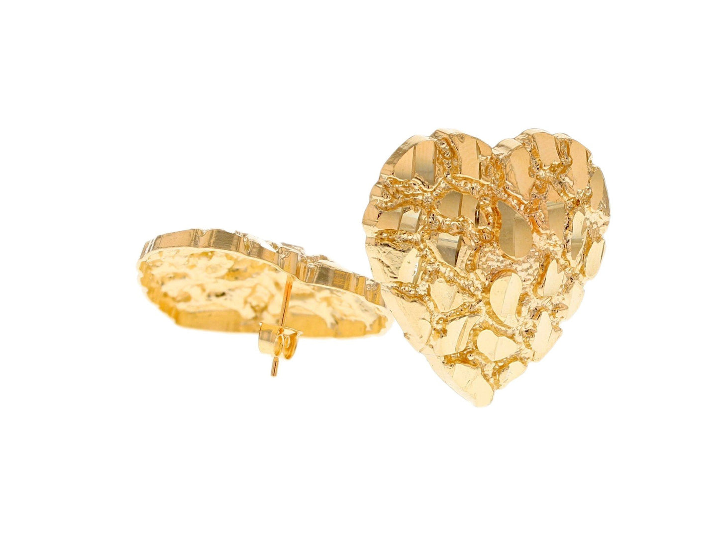 Gold Large Womens Heart Nugget Earring (emgeedi# E12100)