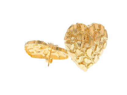 Gold Large Womens Heart Nugget Earring (emgeedi# E12100)