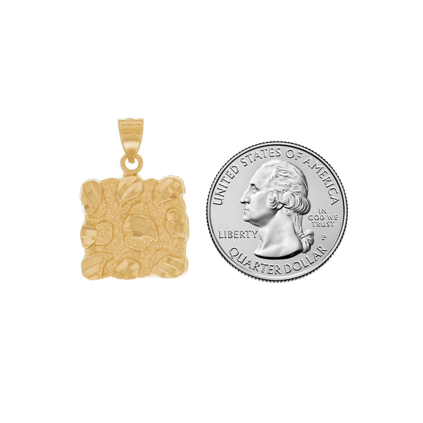 Gold Large Nugget Mens Pendant (emgeedi# P13041)