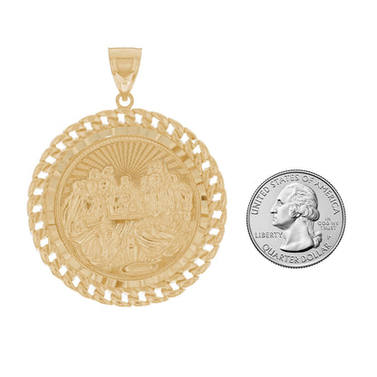Gold Last Supper Mens Religious Jesus Pendant (emgeedi# P12942)