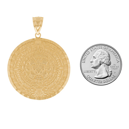 Gold Aztec Calendar Unisex Pendant (emgeedi# P13082)