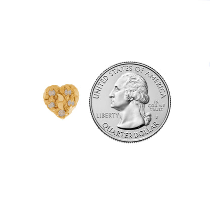 Gold Extra Small White CZ Womens Heart Love Nugget Earring (emgeedi# E13346)