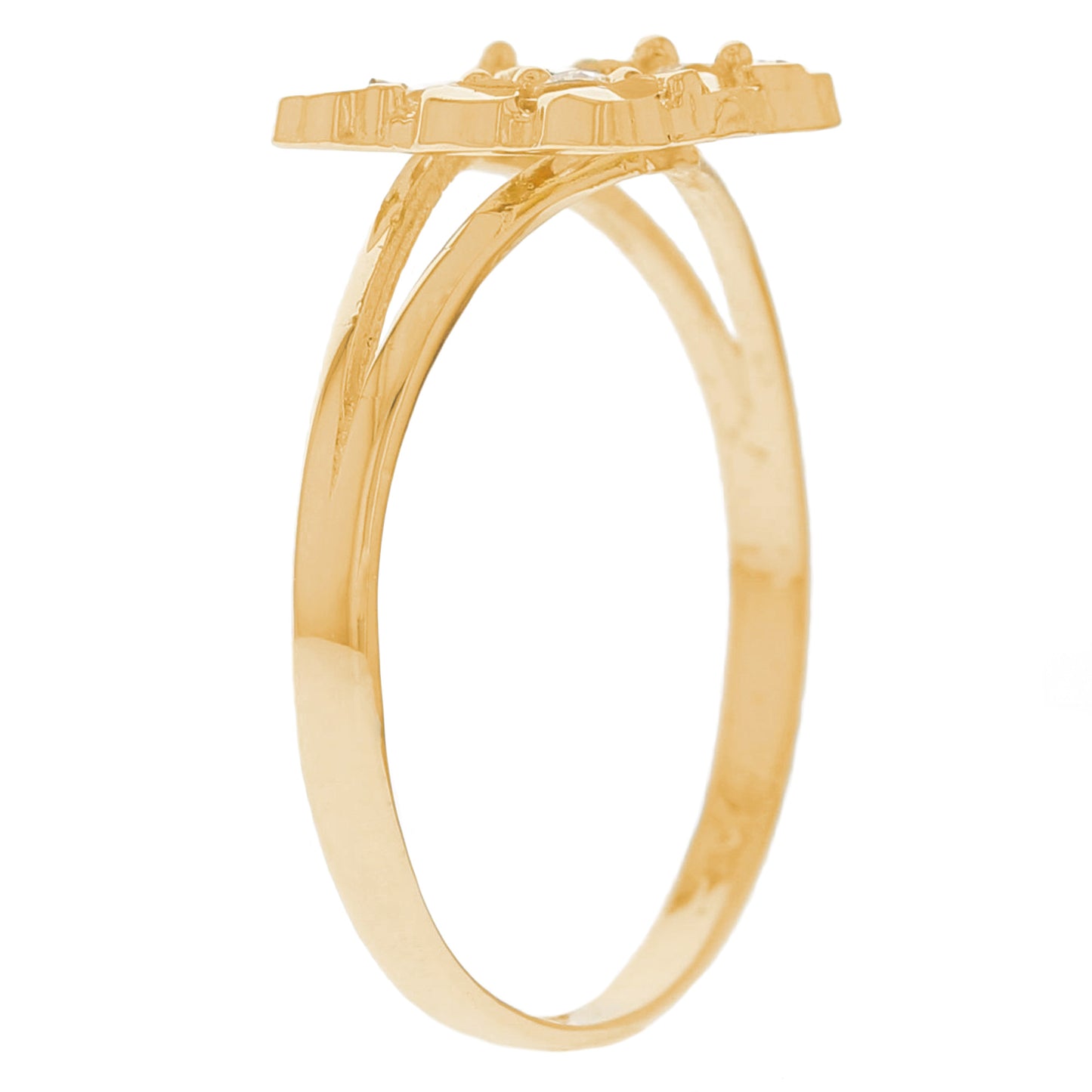 Gold Small Square Nugget White CZ Womens Diamond Cut Ring (emgeedi# R13342)