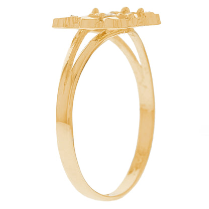 Gold Small Square Nugget White CZ Womens Diamond Cut Ring (emgeedi# R13342)