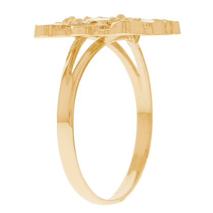 Gold Medium Square Nugget White CZ Womens Diamond Cut Ring (emgeedi# R13344)